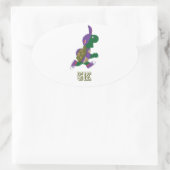 亀5K – 紫 楕円形シール (バッグ)