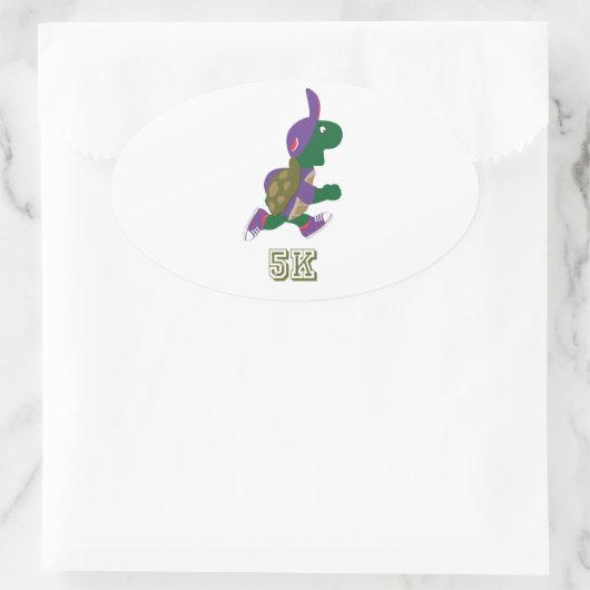 亀5K – 紫 楕円形シール (バッグ)