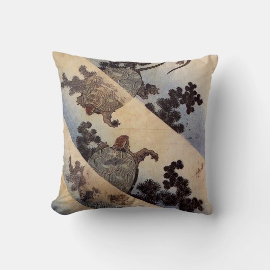 亀、北斎のカメ、Hokusai、Ukiyo-e クッション (正面)