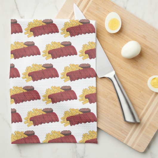 予備リブBBQバーベキューバーベキューリブクックオフ キッチンタオル (四つ折り)