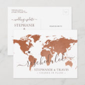 予定の変更が延期された目的地の結婚式 案内ポストカード (正面/裏面)