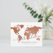 予定の変更が延期された目的地の結婚式 案内ポストカード (スタンド正面)