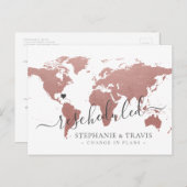 予定の変更が延期された行き先結婚式 案内ポストカード (正面/裏面)