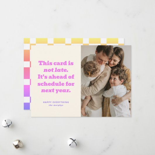 予定ユーモアのあるより前の年末年始のフォトカード シーズンカード (正面/裏面インサイチュ)