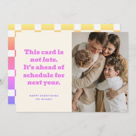 予定ユーモアのあるより前の年末年始のフォトカード シーズンカード (正面/裏面)