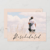 予定変更された写真結婚の日付のお知らせ ポストカード (正面/裏面)