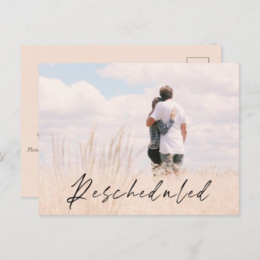 予定変更された写真結婚の日付のお知らせ ポストカード (正面/裏面)