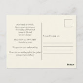 予定変更された写真結婚の日付のお知らせ ポストカード (裏面)