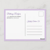 予定変更のお知らせ エレガントな紫の花 ポストカード (裏面)