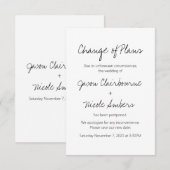 予定変更のお知らせ フォト ウェディングまたはイベントの再スケジュール 招待状 (正面/裏面)