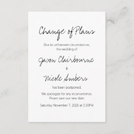 予定変更のお知らせ フォト ウェディングまたはイベントの再スケジュール 招待状