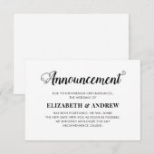 予定変更の再スケジュール結婚式モダンスクリプト 案内状 (正面/裏面)