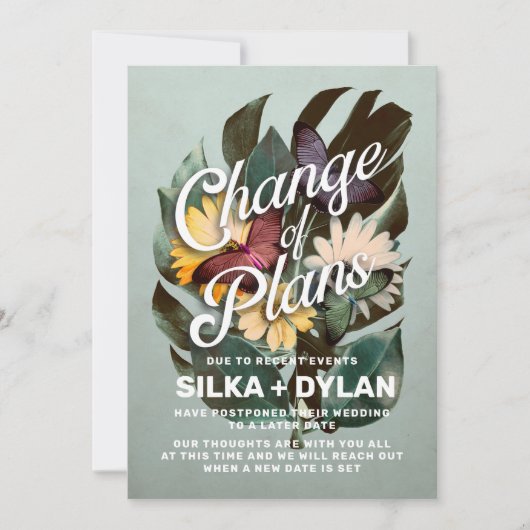 予定変更の結婚式延期のお知らせ 招待状 (正面)