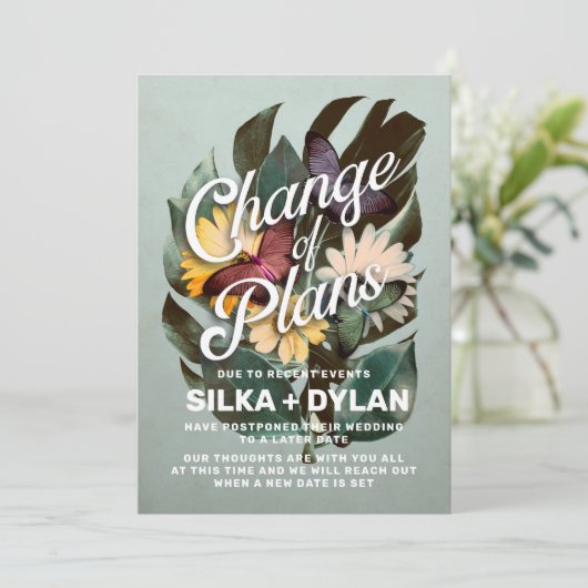 予定変更の結婚式延期のお知らせ 招待状 (スタンド正面)