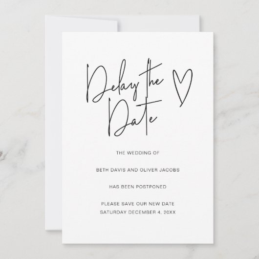 予定変更を延期する シンプルな招待 セーブザデート (正面)