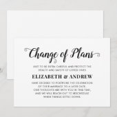 予定変更延期結婚式エレガントなスクリプト 案内状 (正面/裏面)