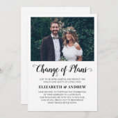 予定変更日付写真結婚式延期のお知らせ 案内状 (正面/裏面)