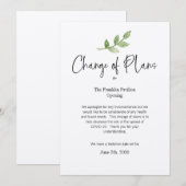 予定変更 ビジネス 個人 イベント COVID 19 招待状 (正面/裏面)