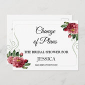 予定変更 ブライダルシャワー延期のお知らせ ポストカード (正面/裏面)