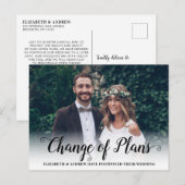 予定変更 モダンカリグラフィー スクリプト フォト 案内ポストカード (正面/裏面)