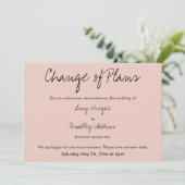 「予定変更」延期結婚式のご案内カード 招待状 (スタンド正面)