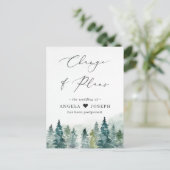 予定変更 新しい日付 冬の森の松の木 ポストカード (スタンド正面)