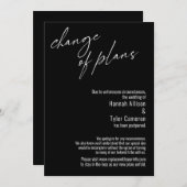 予定変更 黒 延期 結婚カード 招待状 (正面/裏面)