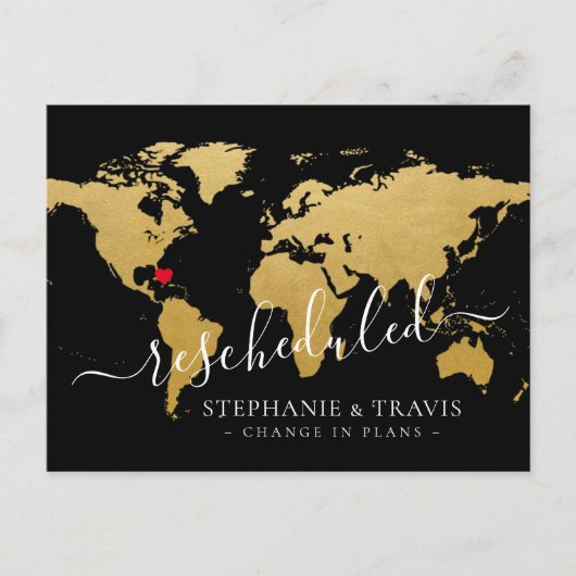 予定延期された宛先のウェディングマップ 案内ポストカード (正面)
