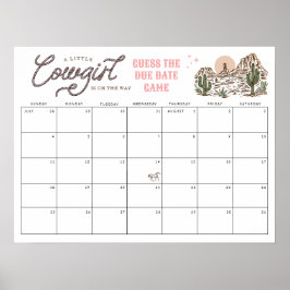 予定日を推測する小さな女性のカーボーイ赤ちゃんシャワー ポスター