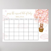 予定日を推測テディベアピンクの風船 ポスター (正面)