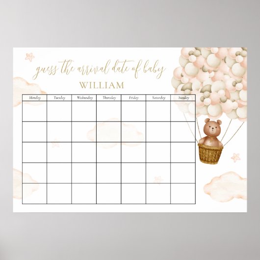予定日テディベアの風船を推測 ポスター (正面)