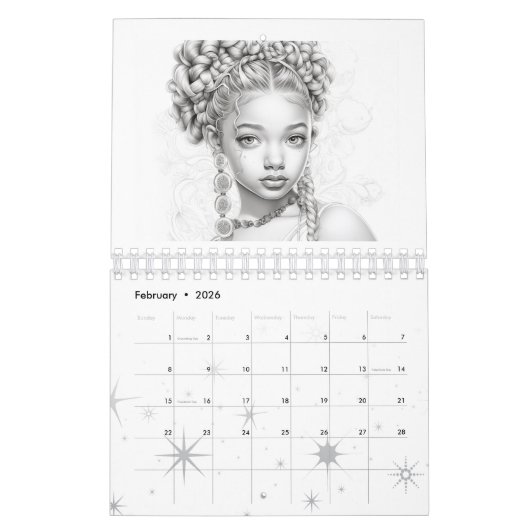 予定表に自分の色を付ける カレンダー (2月 2026)