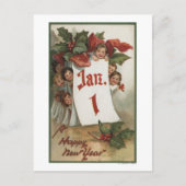 予定表の後ろに隠れている子のグループ ポストカード (正面)