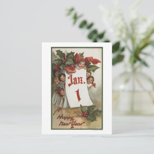 予定表の後ろに隠れている子のグループ ポストカード (スタンド正面)