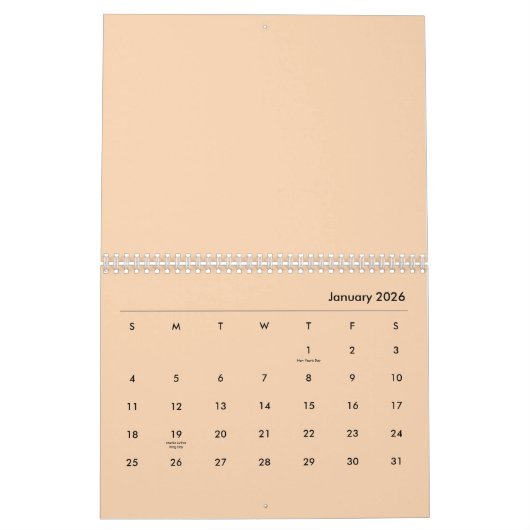 予定表 カレンダー (1月 2026)