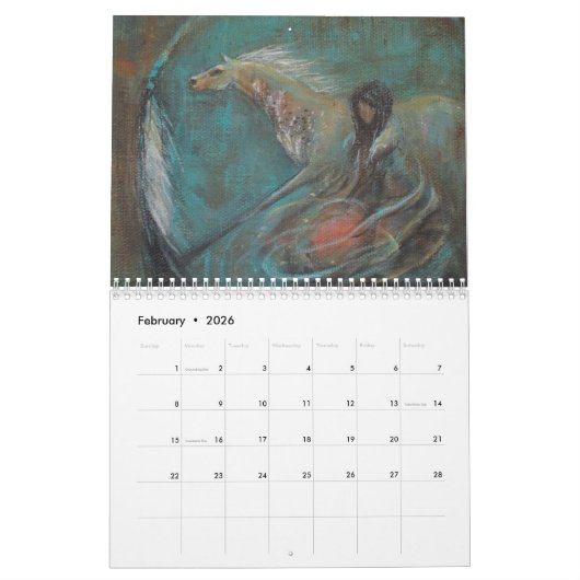 予定表 カレンダー (2月 2026)