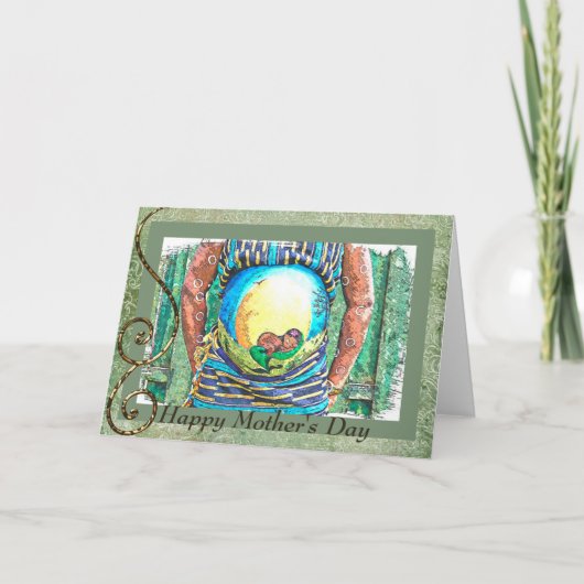 予期しているアフリカ人アメリカのための幸せな母の日 カード (正面)