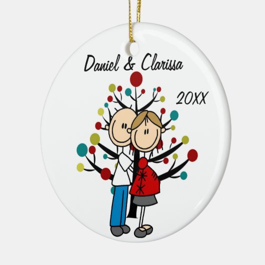 予期しているカップルのカスタムな休日のオーナメント セラミックオーナメント (左)