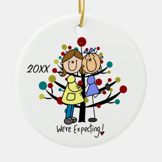 予期しているカップル2のお母さんの休日のオーナメント セラミックオーナメント (正面)