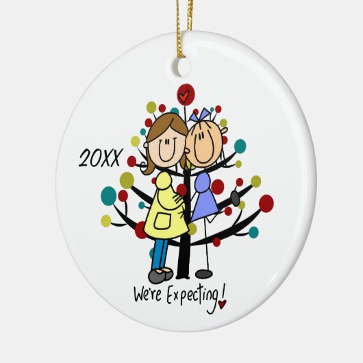 予期しているカップル2のお母さんの休日のオーナメント セラミックオーナメント (左)