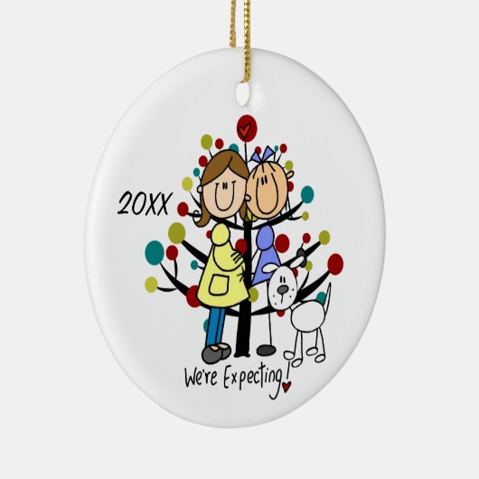 予期しているカップル2のお母さん犬の休日のオーナメント セラミックオーナメント (右)