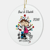 予期しているカップル2猫犬のオーナメント セラミックオーナメント (左)