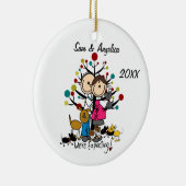 予期しているカップル3は3匹の猫のオーナメントの後をつけます セラミックオーナメント (右)