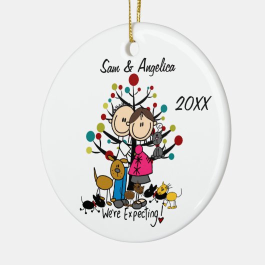 予期しているカップル3は3匹の猫のオーナメントの後をつけます セラミックオーナメント (左)