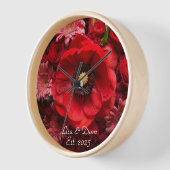 予期しない赤いフローラ パーソナライズされた 壁時計 (傾斜)