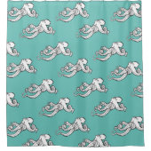 予測できないタコはティール（緑がかった色）をスケッチします シャワーカーテン (正面)