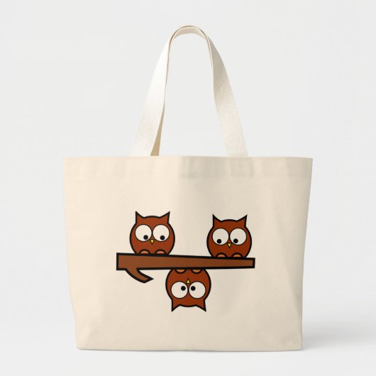 予測できないフクロウ ラージトートバッグ (正面)