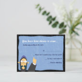 予測できないラビのバーのバルミツワーの招待状の応答カード 出欠カード (スタンド正面)