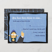 予測できないラビのバーのバルミツワーの招待状の応答カード 出欠カード (正面/裏面)