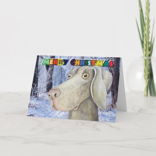 予測できないweimaraner犬のクリスマスカード シーズンカード (正面)